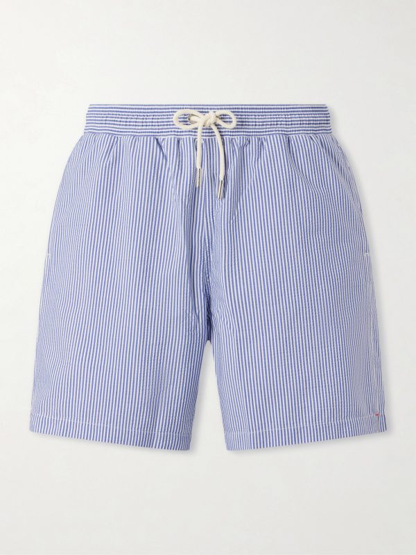 Mastiff II Straight-Leg Mid-Length Striped Seersucker Swim Shorts Mastiff II Straight-Leg Mid-Length Striped Seersucker Swim Shorts