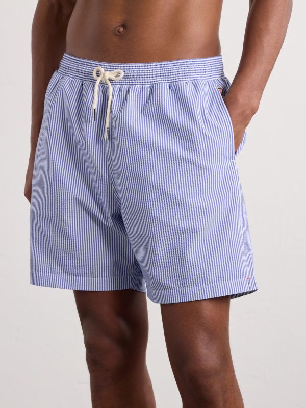 Mastiff II Straight-Leg Mid-Length Striped Seersucker Swim Shorts - OU Mastiff II Straight-Leg Mid-Length Striped Seersucker Swim Shorts - OU