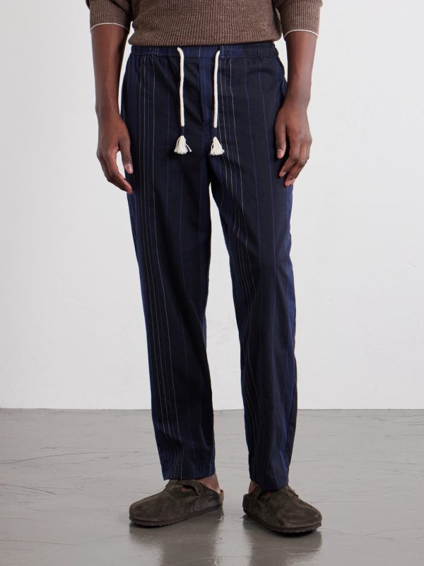 Sonoran Velo Straight-Leg Striped Cotton Drawstring Trousers - FR Sonoran Velo Straight-Leg Striped Cotton Drawstring Trousers - FR