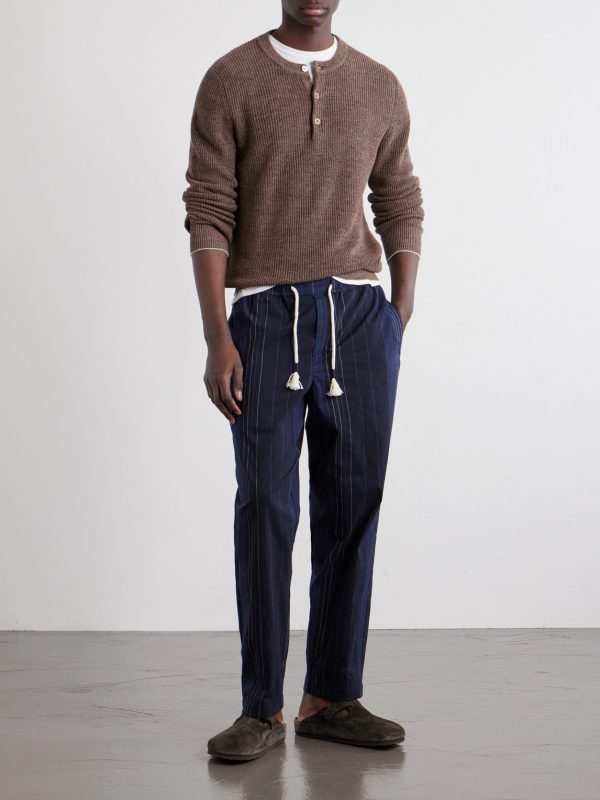 Sonoran Velo Straight-Leg Striped Cotton Drawstring Trousers - OU Sonoran Velo Straight-Leg Striped Cotton Drawstring Trousers - OU