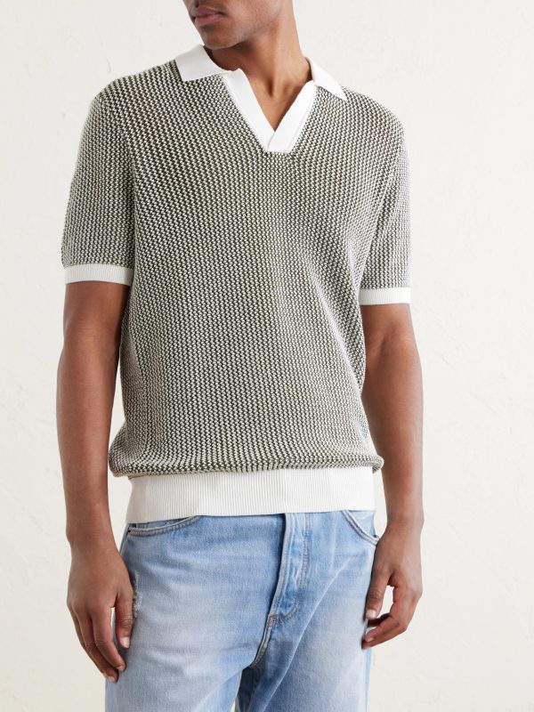 Horton Slim-Fit Crocheted Cotton Polo Shirt - FR