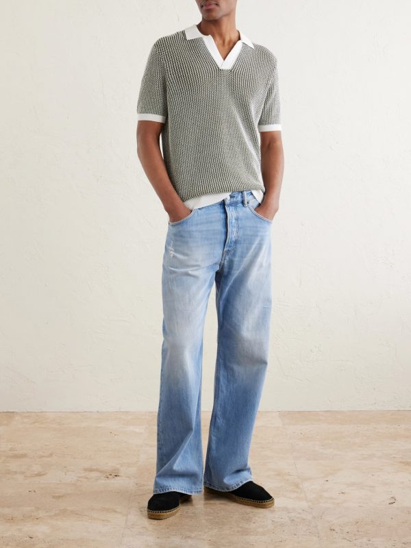 Horton Slim-Fit Crocheted Cotton Polo Shirt - OU