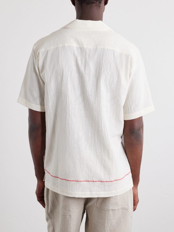 Maitan Camp-Collar Embroidered Cotton Shirt - BK Maitan Camp-Collar Embroidered Cotton Shirt - BK