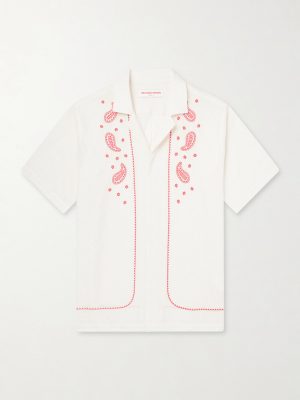 Maitan Camp-Collar Embroidered Cotton Shirt
