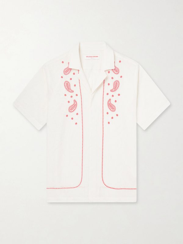 Maitan Camp-Collar Embroidered Cotton Shirt Maitan Camp-Collar Embroidered Cotton Shirt