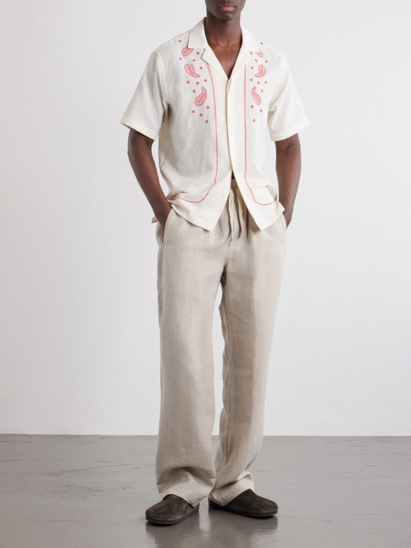 Maitan Camp-Collar Embroidered Cotton Shirt - OU Maitan Camp-Collar Embroidered Cotton Shirt - OU