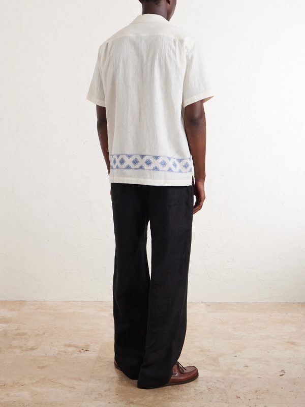 Maitan Camp-Collar Embroidered Cotton Shirt - BK Maitan Camp-Collar Embroidered Cotton Shirt - BK