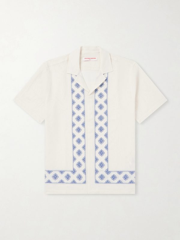 Maitan Camp-Collar Embroidered Cotton Shirt Maitan Camp-Collar Embroidered Cotton Shirt