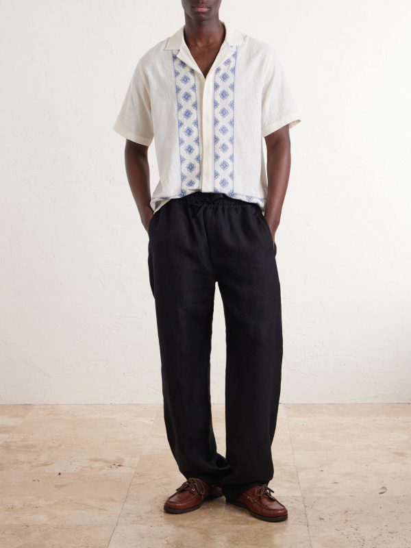 Maitan Camp-Collar Embroidered Cotton Shirt - OU Maitan Camp-Collar Embroidered Cotton Shirt - OU
