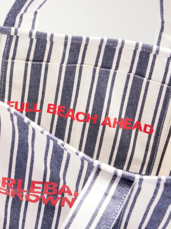 Beach Bound Striped Cotton Tote Bag - E1 Beach Bound Striped Cotton Tote Bag - E1