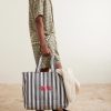 Beach Bound Striped Cotton Tote Bag - FR Beach Bound Striped Cotton Tote Bag - FR
