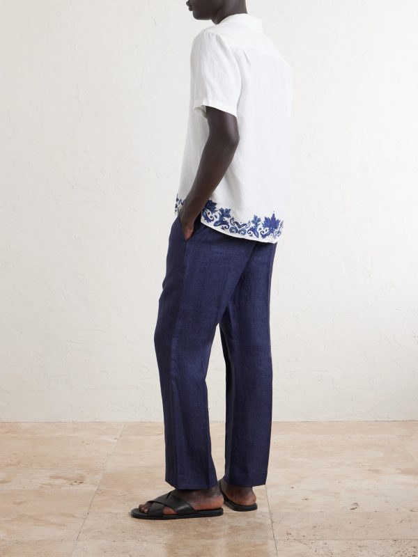 Maitan Mirabello Camp-Collar Printed Linen Shirt - BK