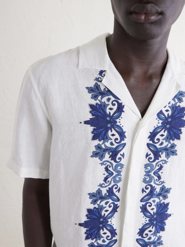 Maitan Mirabello Camp-Collar Printed Linen Shirt - CU