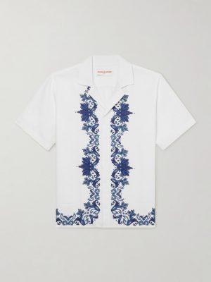 Maitan Mirabello Camp-Collar Printed Linen Shirt