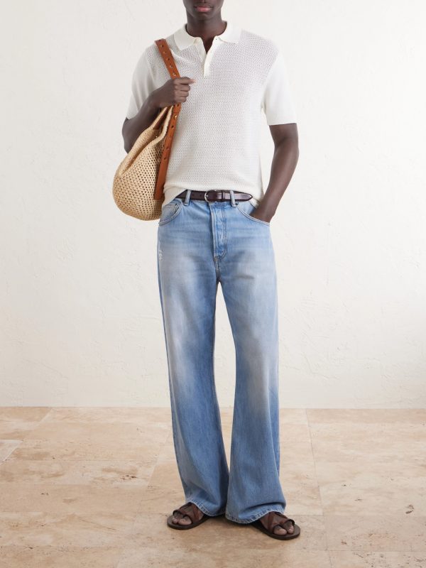 Burnham Tie Stitch II Silk and Cotton-Blend Polo Shirt - OU Burnham Tie Stitch II Silk and Cotton-Blend Polo Shirt - OU