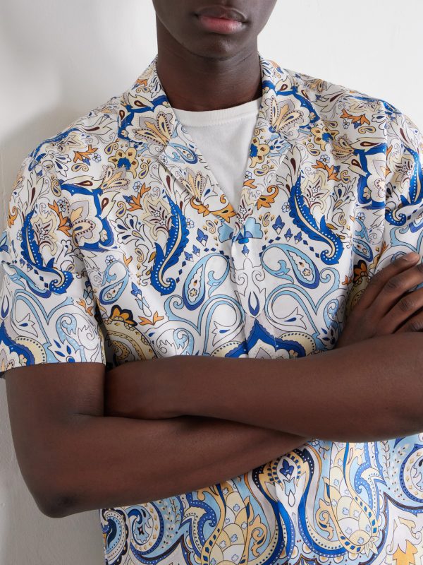Maitan Camp-Collar Printed Silk-Satin Shirt - CU Maitan Camp-Collar Printed Silk-Satin Shirt - CU