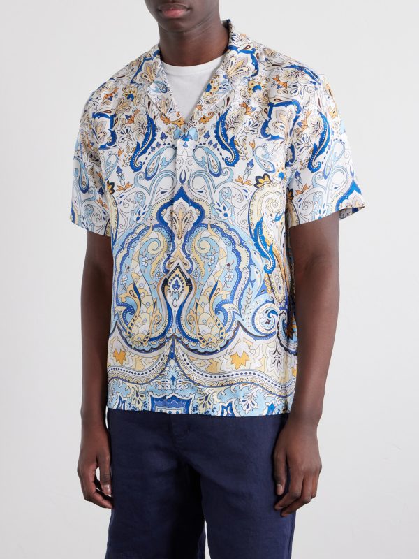 Maitan Camp-Collar Printed Silk-Satin Shirt - FR Maitan Camp-Collar Printed Silk-Satin Shirt - FR