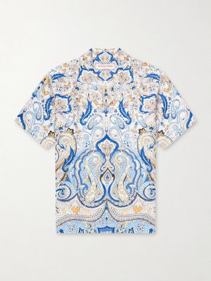 Maitan Camp-Collar Printed Silk-Satin Shirt