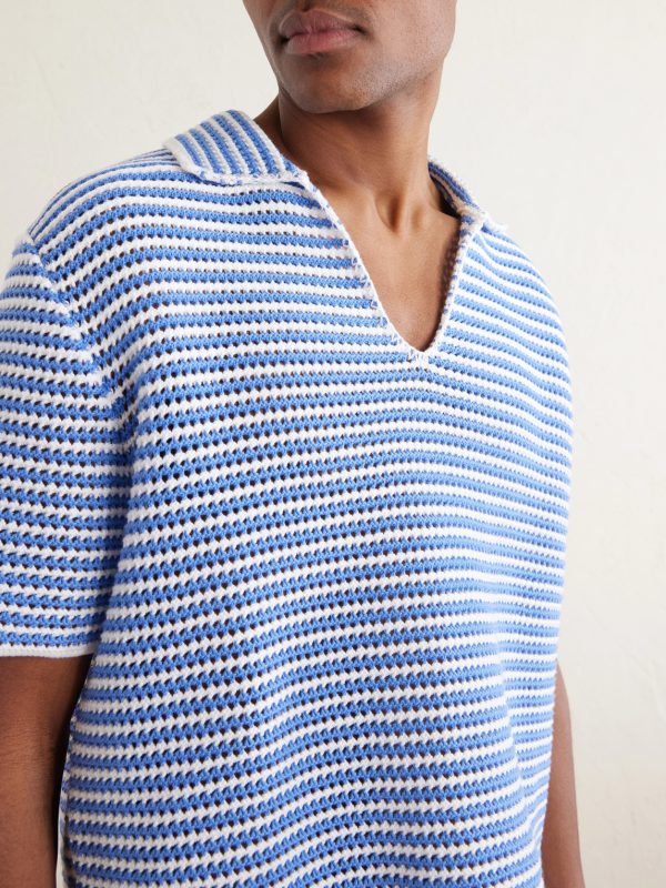 Batten Striped Open-Knit Cotton Polo Shirt - CU Batten Striped Open-Knit Cotton Polo Shirt - CU