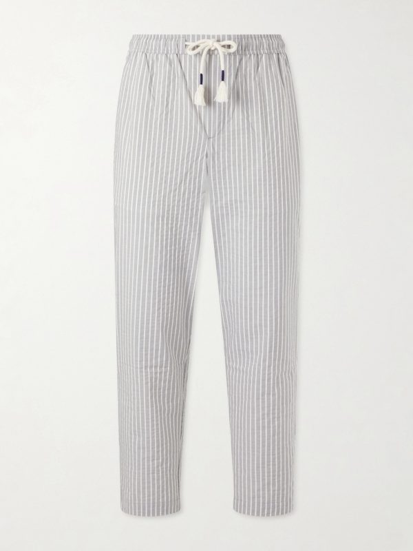 Sonoran Straight-Leg Striped Cotton-Blend Seersucker Trousers Sonoran Straight-Leg Striped Cotton-Blend Seersucker Trousers