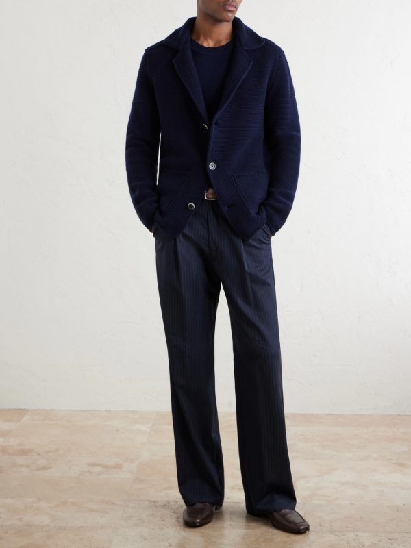 Knitted Virgin Wool Blazer - OU Knitted Virgin Wool Blazer - OU