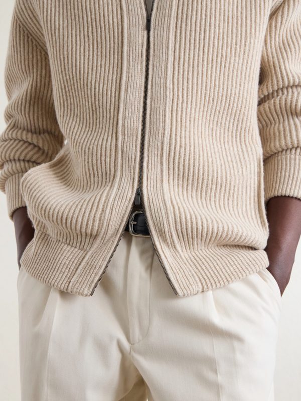 Ribbed Virgin Wool Cardigan - E1 Ribbed Virgin Wool Cardigan - E1