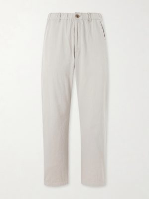 Straight-Leg Cotton-Twill Trousers