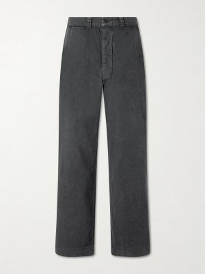 Straight-Leg Cotton-Twill Trousers