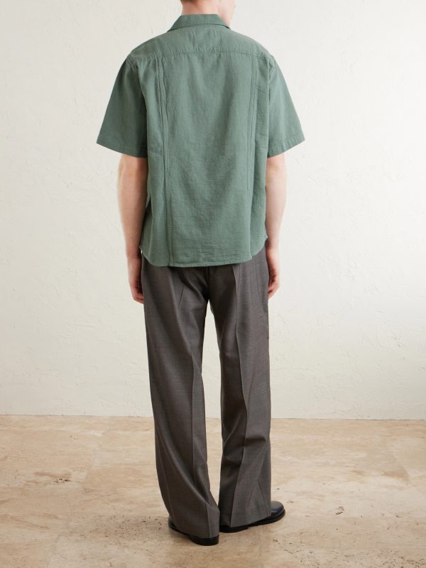 Convertible-Collar Cotton-Hopsack Shirt - BK Convertible-Collar Cotton-Hopsack Shirt - BK