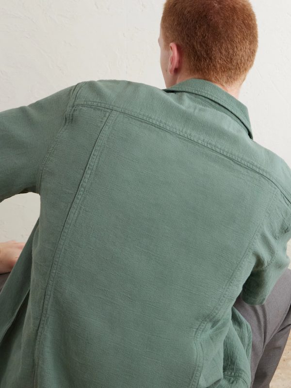 Convertible-Collar Cotton-Hopsack Shirt - E1 Convertible-Collar Cotton-Hopsack Shirt - E1