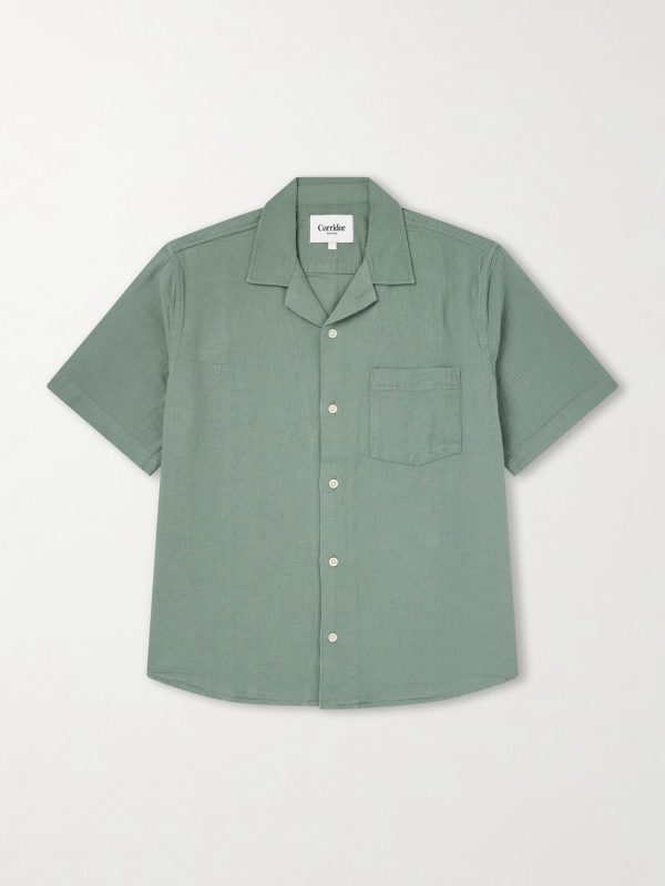 Convertible-Collar Cotton-Hopsack Shirt Convertible-Collar Cotton-Hopsack Shirt