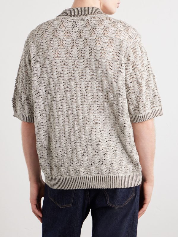 Open-Knit Pima Cotton Polo Shirt - BK Open-Knit Pima Cotton Polo Shirt - BK