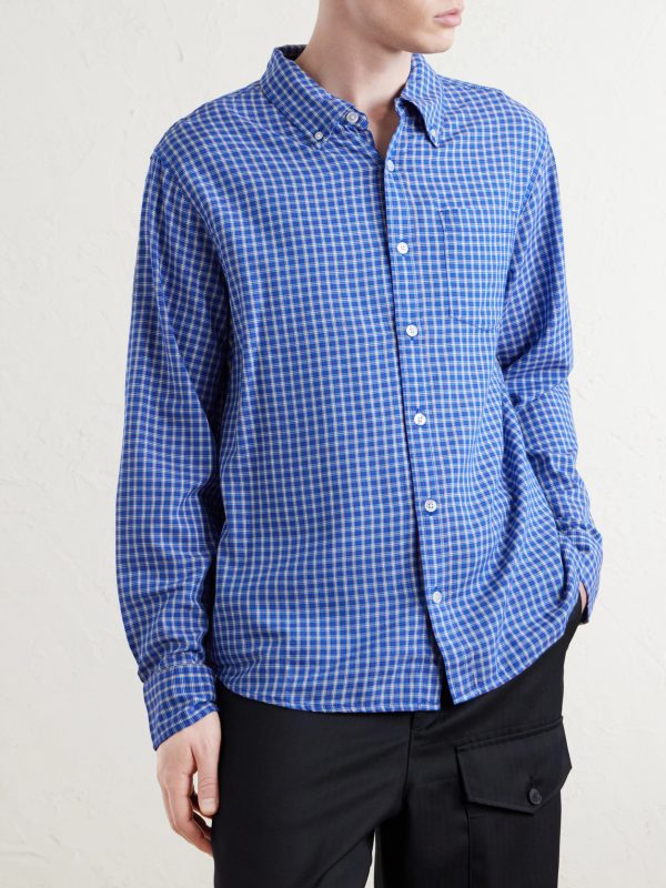 Bruce Button-Down Collar Checked Cotton-Blend Poplin Shirt - FR Bruce Button-Down Collar Checked Cotton-Blend Poplin Shirt - FR
