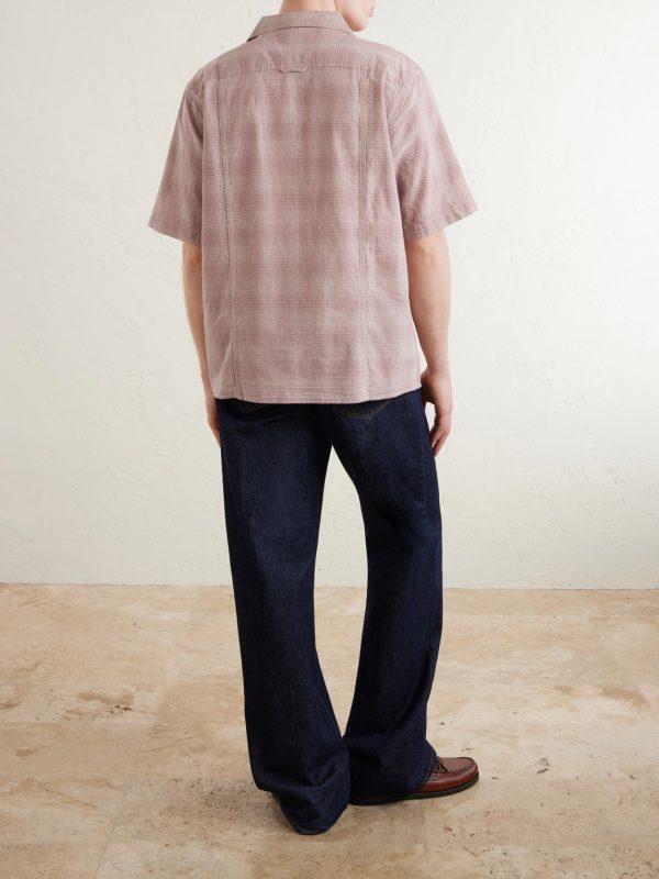 Convertible-Collar Checked Cotton and Linen-Blend Shirt - BK