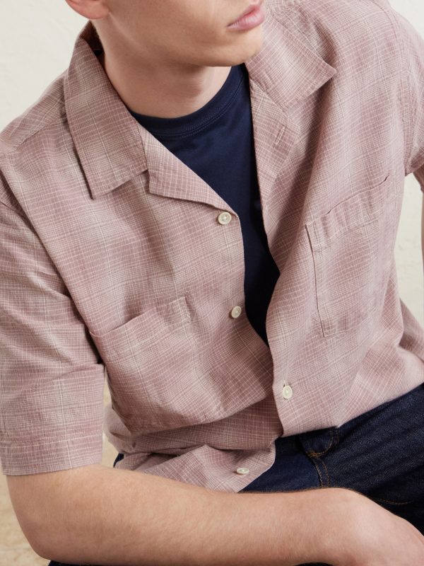Convertible-Collar Checked Cotton and Linen-Blend Shirt - CU