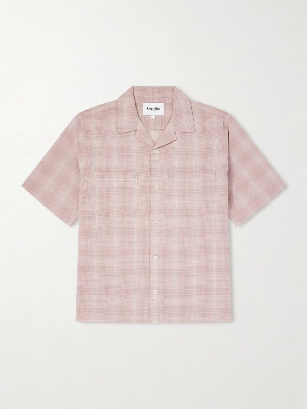 Convertible-Collar Checked Cotton and Linen-Blend Shirt