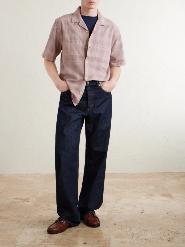 Convertible-Collar Checked Cotton and Linen-Blend Shirt - OU