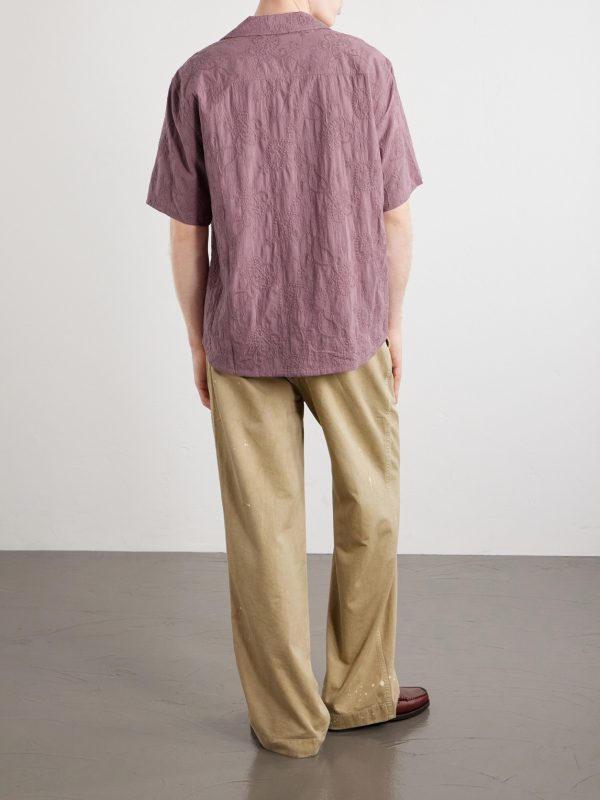 Camp Collar Paisley-Embroidered Cotton Shirt - BK