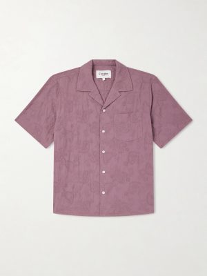 Camp Collar Paisley-Embroidered Cotton Shirt Camp Collar Paisley-Embroidered Cotton Shirt