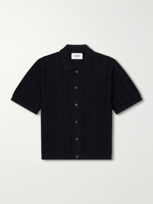 Pointelle-Knit Cotton Shirt