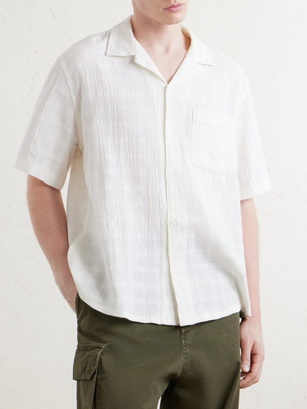 Convertible-Collar Checked Cotton Shirt - FR Convertible-Collar Checked Cotton Shirt - FR