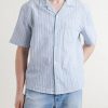 Convertible-Collar Striped Cotton and Linen-Blend Shirt - FR Convertible-Collar Striped Cotton and Linen-Blend Shirt - FR