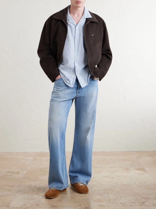 Convertible-Collar Striped Cotton and Linen-Blend Shirt - OU Convertible-Collar Striped Cotton and Linen-Blend Shirt - OU
