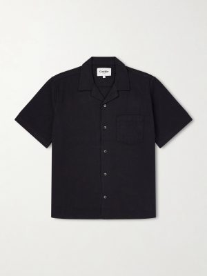 Convertible-Collar Cotton-Hopsack Shirt Convertible-Collar Cotton-Hopsack Shirt