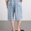 Ressa Straight-Leg Checked Casual Shorts - BK Ressa Straight-Leg Checked Casual Shorts - BK