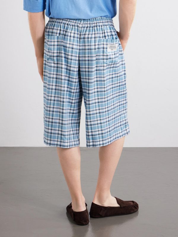 Ressa Straight-Leg Checked Casual Shorts - BK Ressa Straight-Leg Checked Casual Shorts - BK