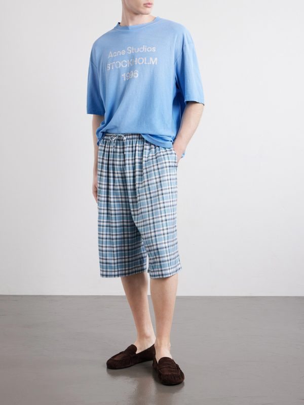 Ressa Straight-Leg Checked Casual Shorts - OU Ressa Straight-Leg Checked Casual Shorts - OU