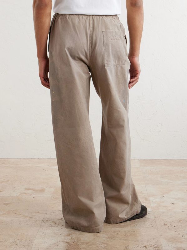 Wide-Leg Paint-Splattered Cotton-Twill Trousers - BK Wide-Leg Paint-Splattered Cotton-Twill Trousers - BK