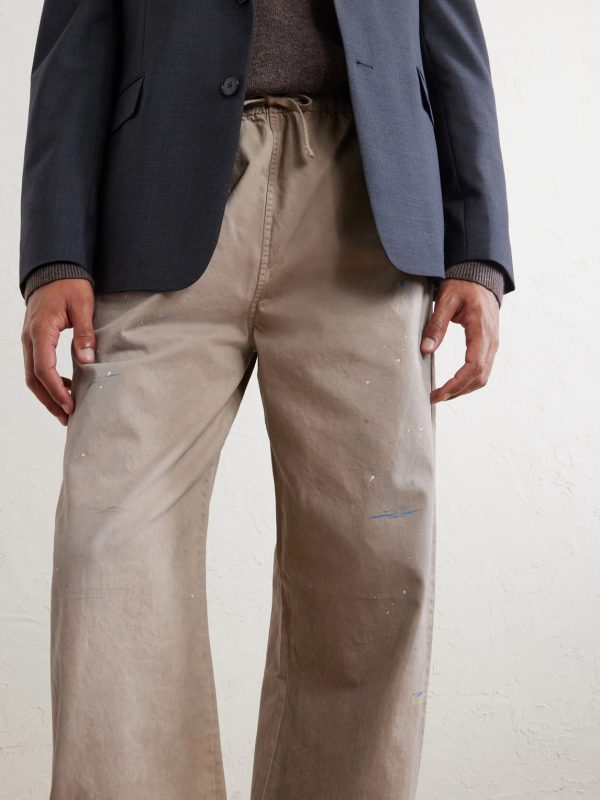 Wide-Leg Paint-Splattered Cotton-Twill Trousers - CU Wide-Leg Paint-Splattered Cotton-Twill Trousers - CU