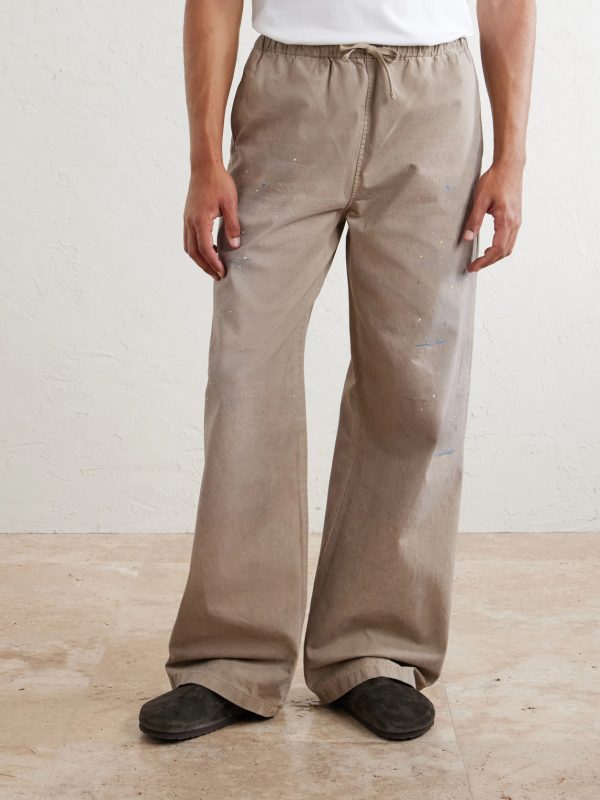 Wide-Leg Paint-Splattered Cotton-Twill Trousers - FR Wide-Leg Paint-Splattered Cotton-Twill Trousers - FR